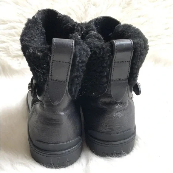 Rag & Bone Farling Black Leather Shearling Booties - Picture 6 of 9